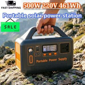 새로운 500W 휴대용 파워스테이션 태양광 발전기 461Wh LiFePo4 배터리 220V 에너지 캠핑 RV 비상 여행용