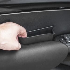 미니 쿠퍼 F55 F56용 자동차 도어 사이드 수납함 ABS 플로킹 앞뒤 핸들 슬롯 휴대폰 카드 키 정리함 트레