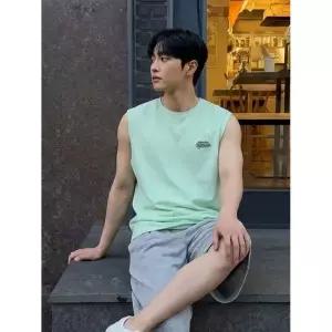 HANGTEN 남성 폴리 로고 그래픽 슬리브리스_362(10570-033-401-46)