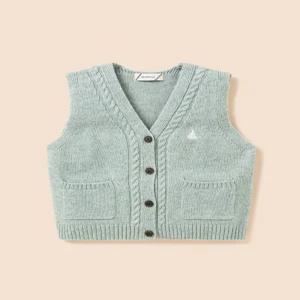 빈폴 BEANPOLE 키즈 여아 울 케이블 오픈형 니트 베스트 라이트 그린 GM002607275