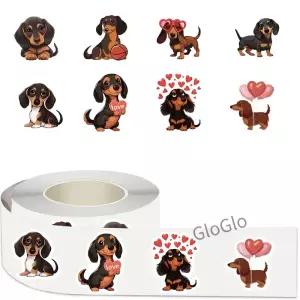 100-500pcs 10 디자인 발렌타인 사랑 커플 스티커 귀여운 훈트 개 심장 인감 레이블 선물 상자 장식 방수