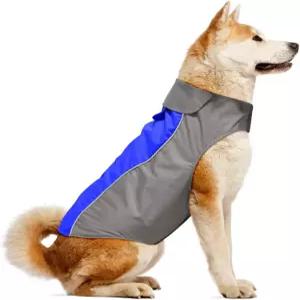 Vizpet 강아지용 방수 레인코트 코트 하이 가시성 따뜻한 조끼 소형·중형·대형견용 옷 블루-M
