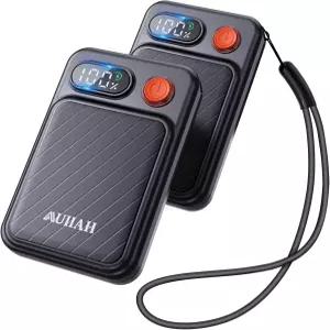 손난로 충전식 2개 세트 - LED 디스플레이 4단계 온도 조절 랜야드 USB 포함 남녀노소 남녀 모두를 위한