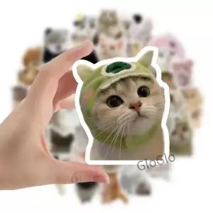 60개 귀여운 고양이 스티커 비닐 방수 데칼 물병 노트북 스케이트보드 스크랩북 여행가방용