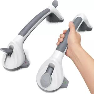 Asluco 2팩 16.5인치 샤워용 안전 표시기 포함 흡착 그랩 바 노인용 드릴 없이 설치 가능한 4mm 두께