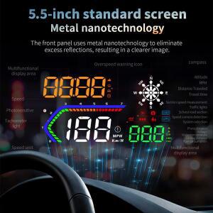 자동차 HUD 헤드업 디스플레이 OBD2 GPS 듀얼 시스템 디지털 속도계 냉각수 온도 연료 소비량 전압 모니터
