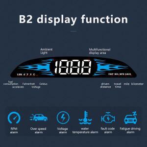 OBD 차량용 헤드업 디스플레이 스마트 측정기 디지털 B2 HUD 스마트 속도계 PRM 수온 알람 온보드 컴퓨터