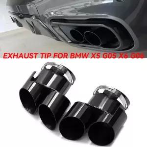 배기음튜닝 머플러 BMW 호환 G05 X5 G06 X6 쿼드 테일 파이프 용 배기 팁 용접 없음 스테인레스 스틸 절단