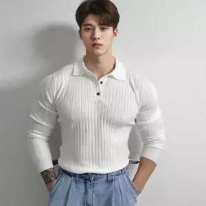 남자맨투맨 긴팔 슬림핏 머슬핏 카라티 맨투맨 티셔츠 단추 남자 2color