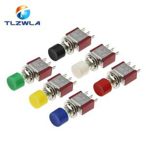 5PCS 3Pin C-NO-NC 6MM 미니 순간 자동 복귀 푸시 버튼 스위치 ON-(ON) 2A 250VAC/5A