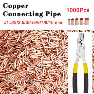 1000Pcs GT 구리 연결 파이프 와이어 조인트 커넥터 Φ1.5/2/2.5/3/4/5/6/7/8/10mm 냉간 압착 단자 빨간색