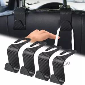 4Pcs 탄소 섬유 자동차 좌석 머리 받침 자동 뒷좌석 주최자 옷걸이 옷 브래킷 인테리어 액세서리
