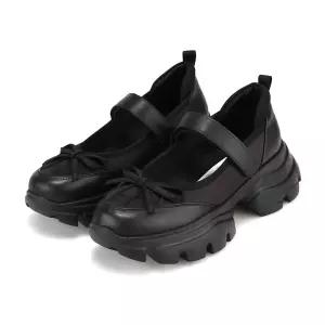 바바라 슈즈 캐쥬얼 패브릭 리본 메르제인 스니커즈 5CM BBI606 BK