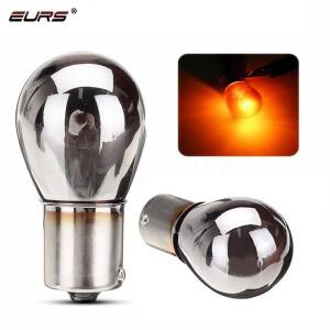 1pcs PY21W S25 BAU15S 1156 1157 실버/크롬 앰버 유리 12V 자동차 테일 램프 스톱 방향 지시등