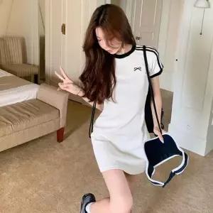 데일리 원피스 슬림 배색 미니원피스 스포티 미니 여자 여름용