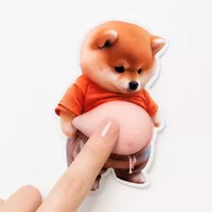 강아지 뱃살 시바견 자동차 문콕방지 도어가드 스티커 스트레스해소 말랑이 스퀴시 느좋템 쓸데없는 웃긴