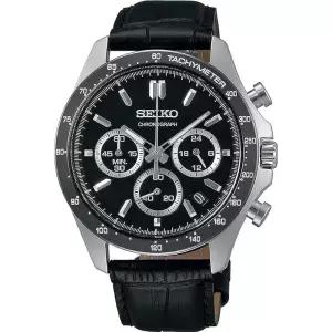 세이코 SEIKO 1/5초 크로노그래프 쿼츠 CHRONOGRAPH QUARTZ 손목시계 맨즈 SBTR021 블랙 레더 국내