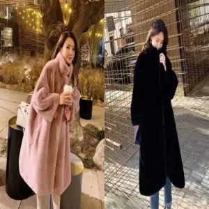 아우터 페이크퍼 부드러운 코트 루즈핏 겨울점퍼 인조 여자 털 롱