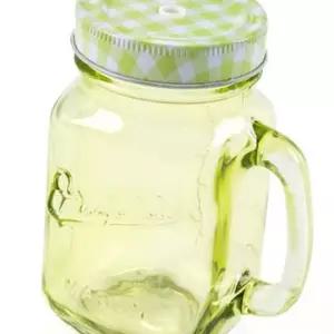 (다올)빨대 유리컵 엣지 머드컵 450ml 그린 드링크자