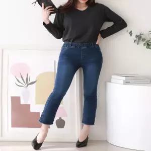 더모아상회 스판청바지 여자 8부 스판 데님팬츠 허리밴딩 청바지