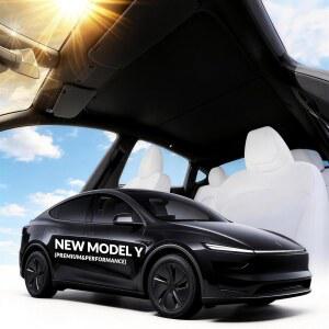 VION Tesla Model Y 루프 선쉐이드 (2026 u20132025 신모델 Y) u2013 풀 블랙아웃(광 투과 없음), 쿨러 캐빈, 그래핀 강화 UV 코팅이 된 이중 레이어 패브릭, 처짐 없는 u2013 블랙