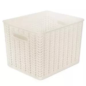 헤링본 바스켓 7호(오픈형)_32.5L_화이트/국산/바구니/플라스틱/사각/사무용/책장/수납/정리/가정용/사무실