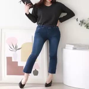 여자 데님팬츠 8부 미으 청바지 스판청바지 8부바지