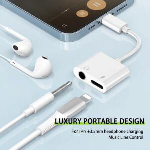 8핀 3.5mm 헤드폰 잭 충전기 분배기 변환기 IPhone 15 14 13 12 11 Pro Aux 용 오디오 OTG 어댑터