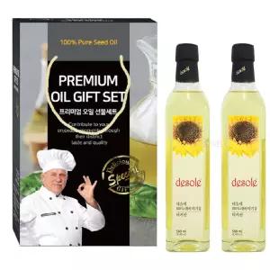 데솔레 해바라기씨유 GLASS 500ml 2병  고급오일 추석선물세트 명절선물세트