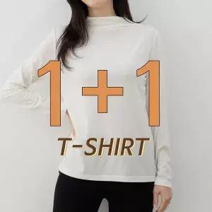 [엄마옷드리다]1+1 간절기 기본 긴팔 얇은 반목 흰색 이너 티셔츠 40 50대 여성 미시옷 엄마옷.._P31472...
