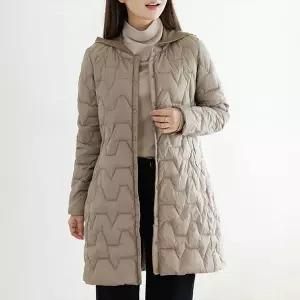 (∼88size)카뉴니트후드오리털롱경량패딩 OUE6058