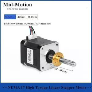 리드 스크류 100-300mm Tr8 있는 선형 스테퍼 모터 NEMA 17 40mm