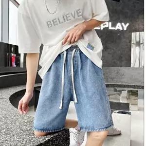 청반바지 캐주얼 남성 팬츠 5부 와이드핏 데님 반바지