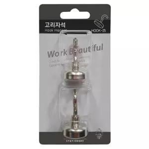 고리자석 강력 자석고리 사무실 보드 자석걸이 25mm 2개입