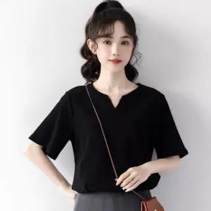 여성 반팔티 베이직 티셔츠 여름 브이넥 기본 심플