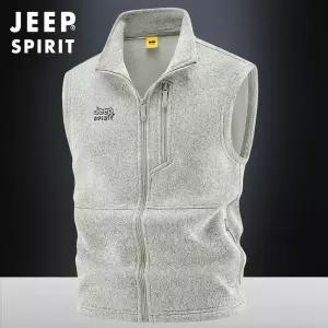 JEEP SPIRIT 남성 가을겨울 기모 플리스 집업 조끼 보온 베스트