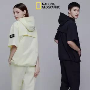 내셔널지오그래픽 행사남여공용 커플 데일리 경량 우븐 스트레치 반팔 아