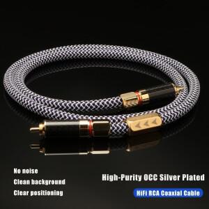1PCS 75ohm 디지털 동축 케이블 8N OCC 실버 도금 SPDIF RCA DAC 서브 우퍼 앰프 용 크리스탈 구리
