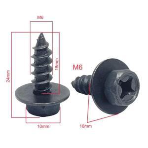 20개 블랙 셀프태핑 나사 크로스 헥사곤 볼트가스켓 포함 M6 6mm 자동차 바이크 오토바이 범퍼 펜더 엔진