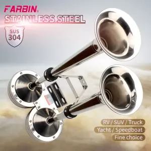 에어혼 화물차 크락션 FARBIN-12V/24V 해양 보트 스테인레스 스틸 듀얼 트럼펫 전기 선박 요트 자동차 트럭