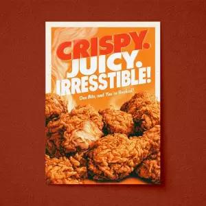 아트박스/디어프랭키 crispy juicy chicken 치킨집 레트로 일러스트 포스터 - A4