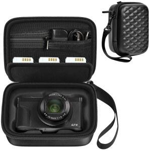 GWCASE 캐논 G7X II III 및 POWERSHOT SX740용 하드 여행용 카메라 케이스 | 메쉬 액세서리 포켓 브이로거와 여행자를 위한 여행 일상 휴대용 숄더 스트랩 블랙 단품