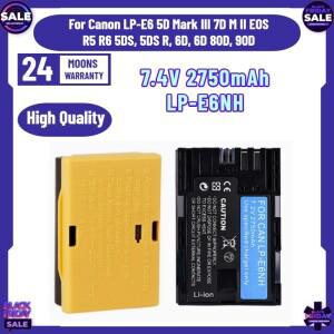 7.4V 2750mAh LP-E6NH 배터리 캐논 5D Mark III 7D M EOS R5 R6 5DS R 6D 80D 90D용 완전히 해독된 버전