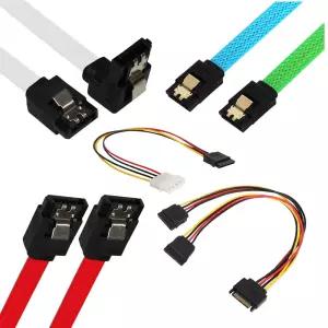 레드 SATA 데이터 전원 케이블 50cm 일자 SATA3 락형 플랫 SSD HDD 하드디스크 PC 메인보드 연결 케이블