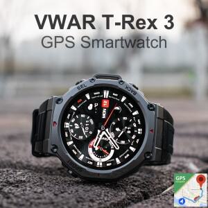 전술용 GPS 스마트 워치 2025 VWAR T-Rex3 나침반 고도계 군용 남성용 50m 방수 내장 블루투스 통화