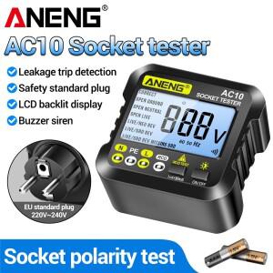 소켓 테스터 플러그 감지기 제로 라인 극성 위상 검사기 미국/EU 멀티미터 디지털 ANENG AC10