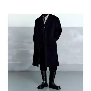 MUSINSA STANDARD 캐시미어 블렌드 오버사이즈 싱글 코트 [블랙]