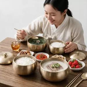 방짜 유기그릇 1인 반상기 밥공기 식기 상차림 한식기 제사기
