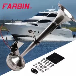 에어혼 화물차 크락션 FARBIN-12V/24V 고음량/저 해양 보트 스테인레스 스틸 단일 트럼펫 전기 선박 요트