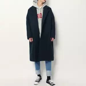플레이마틴 힙합 오버핏 울 롱코트 가오리 루즈핏 그린 카멜 블랙